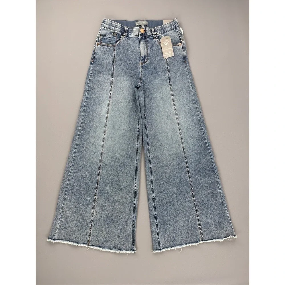 Wit & Wisdom‎ Skyrise Round Up Seamed Wider Leg Jeans Mid Blue Artisinal Size 4